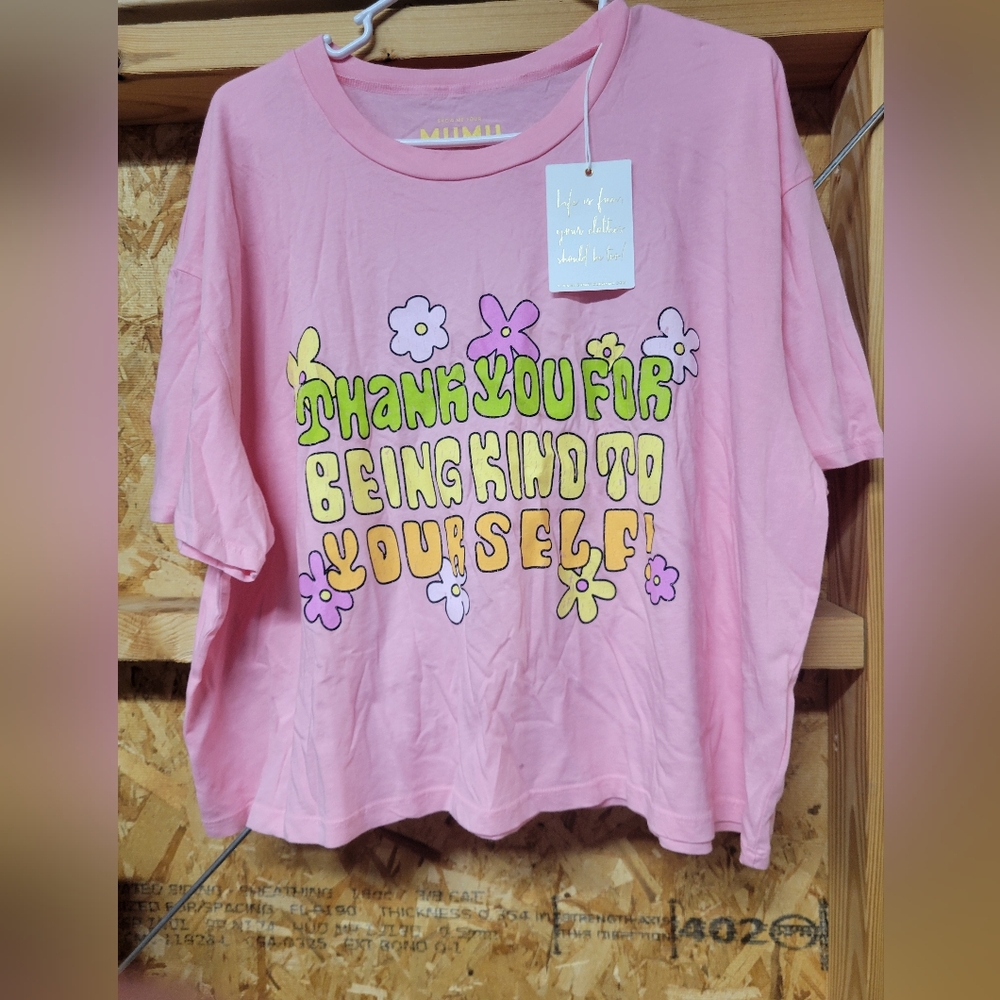 Show‎ Me Your MuMu NWT Womens Pink Crop Tshirt Size 1X